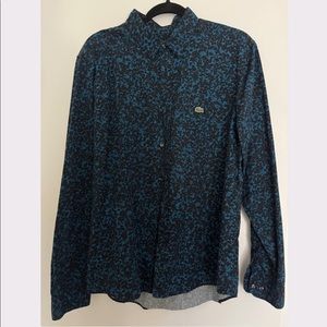Lacoste LIVE L!VE long sleeve casual button down, size 42 slim, leopard print